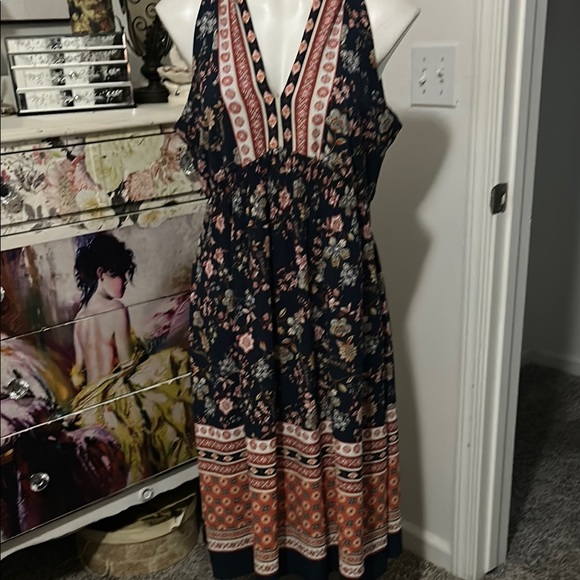 Bleeckler 126 Dresses & Skirts - Vibrant Pink and Orange Halter Maxi Sundress